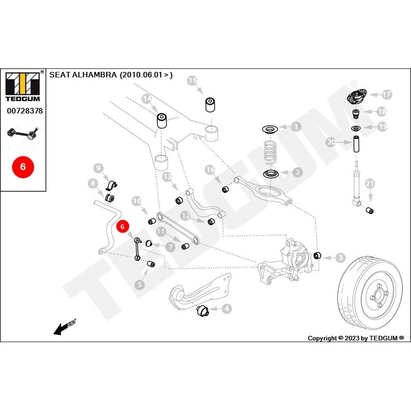 TEDGUM 00728378 Stabiliser Attachment Rear Left / Right