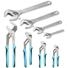 SHALL 8-Piece Adjustable Wrench & Water Pump Pliers Set, 12/10/8/6 Inch
