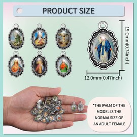 50Pcs Silver Picture Jesus Maria Religion Enamel Medal Charms Alloy Our Lady Rosary Charm Pendant for Diy Jewelry Necklace Bracelet Earrings Making