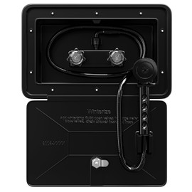 Leisure Coachworks RV Exterior Shower Box Kit ABS Hose Camper Trailer Cowboy Shower (Black)