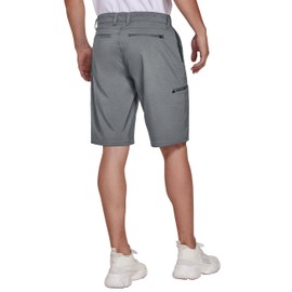 PULI Golf Shorts for Men Stretch Casual Chino Hybrid Dress Flat Front Lightweight Quick Dry with Pockets Grey 36
