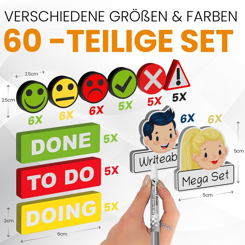 ATWAM 60 Magnetic Strips Writeable Mega Set - Various Sizes