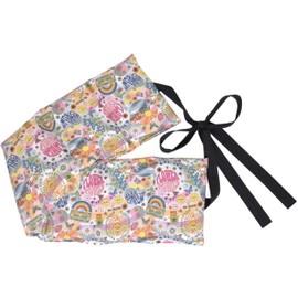 Cherry Stone Cushion 7 Chamber with Ribbon, 65 x 15 cm Organic Fabric "Flower-Power" - Heat Cushion Back, Grain Cushion