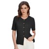 GRACE KARIN Ladies Summer Button-up Knitted Top Crew Neck Lightweight