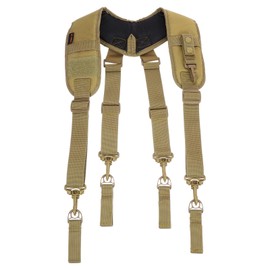 HARFINGTON Tool Belt Suspenders with 4 Attachment Loops Magnetic Wristband Movable Phone Holder Pencil Holder for Framer Carpenter Electrician Tool Belt, Khaki