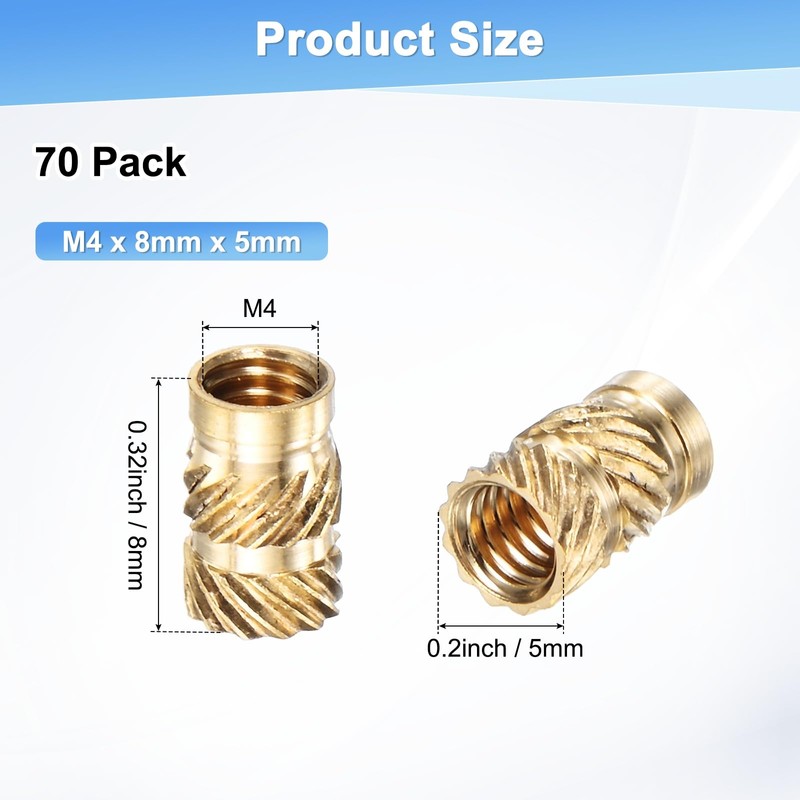M METERXITY 70-Pack Threaded Inserts, M4 x 8mm x 5mm