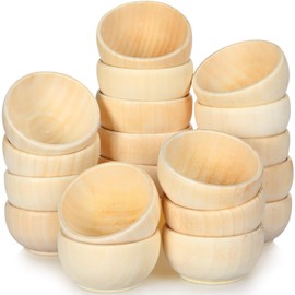 Uiifan Set of 40 Wood Small Bowls Unfinished Wood Sauce Bowl Wooden Mini Round Bowl Serving Craft Bowls Kitchen Condiment Bowls Unpainted Pinch Bowls for Salad Nuts Dips Spice Candy, 1.2 x 2.2 Inches