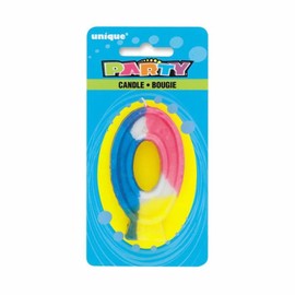 Unique Rainbow Number 0 Party Candle, 3", Multicolor