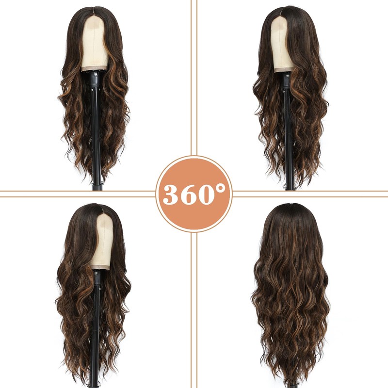 NAYOO NAYOO 26 Inch Long Curly Middle Part Synthetic Heat