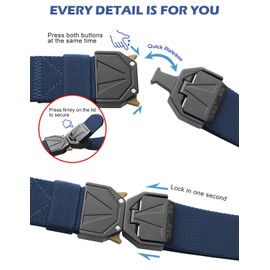 BESTKEE Belt for Men - Tactical Belt Stretch Nylon Work Web Belts Ideal for Gift, Blue, S for Waist 28"-36" (Length 45")