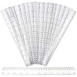 PINGEUI - Juego de 100 reglas rectas de plástico transparente de 12 pulgadas, regla de medición de plástico con pulgadas y graduaciones métricas, herr