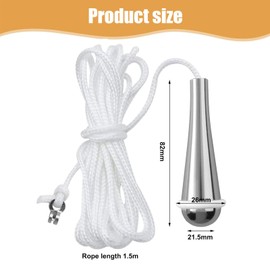 dinghaole Bathroom Light Pull Cord, Bathroom Pull Cord, Pendant Weight Connector, Teardrop Pendant Light Pull Handle, with 150cm White String Extension, for Light Shower Bathroom Toilet Fan Switch