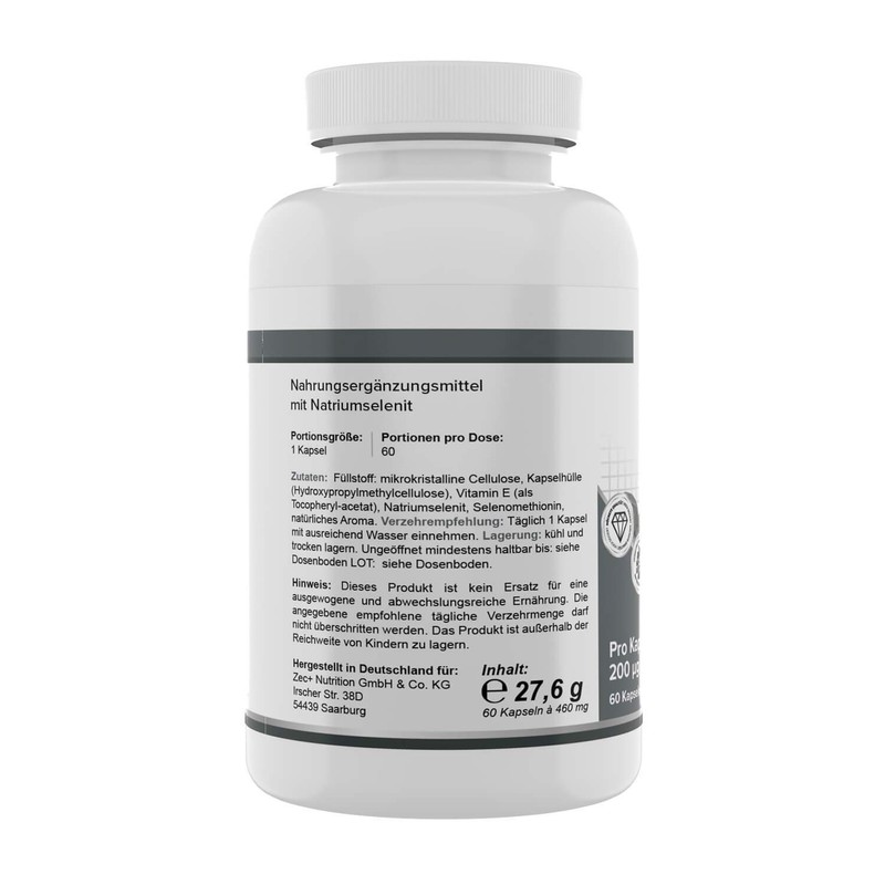 Health+ Selenium 60 Capsules with 200 mcg, Essential Trace Element