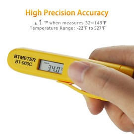Mini Digital Infrared Thermometer BTMETER BT-960C Temperature Pen with Pocket Clip Instant Read to 527℉ Auto Off for Meat Candy Cooking Food Grill Kitchen BBQ Candy Frying (NOT for Human Temp)