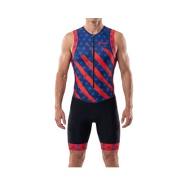 Wixen Men’s Triathlon Suit –Breathable & Padded Tri Suit for Swim, Bike & Run | Race Day Gear for Triathletes - US_Flag - M