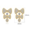 Bow Stud Earrings for Women 14K Gold Plated Zirconia Pearl