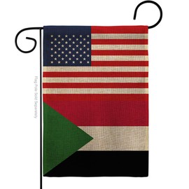 Nationality Sudan US Friendship Burlap Garden Flag Regional Nation International World Country Particular Area Small Decorative Gift Yard House Banner Double-Sided Made in USA 13 X 18.5