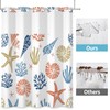 Lexfvpoo No Hook Nautical Coastal Shower Curtain with Snap in