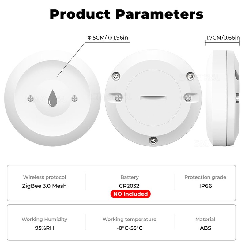 Acmerota Wi-Fi Water Leak Detector Smart Water Leak Sensor Zigbee