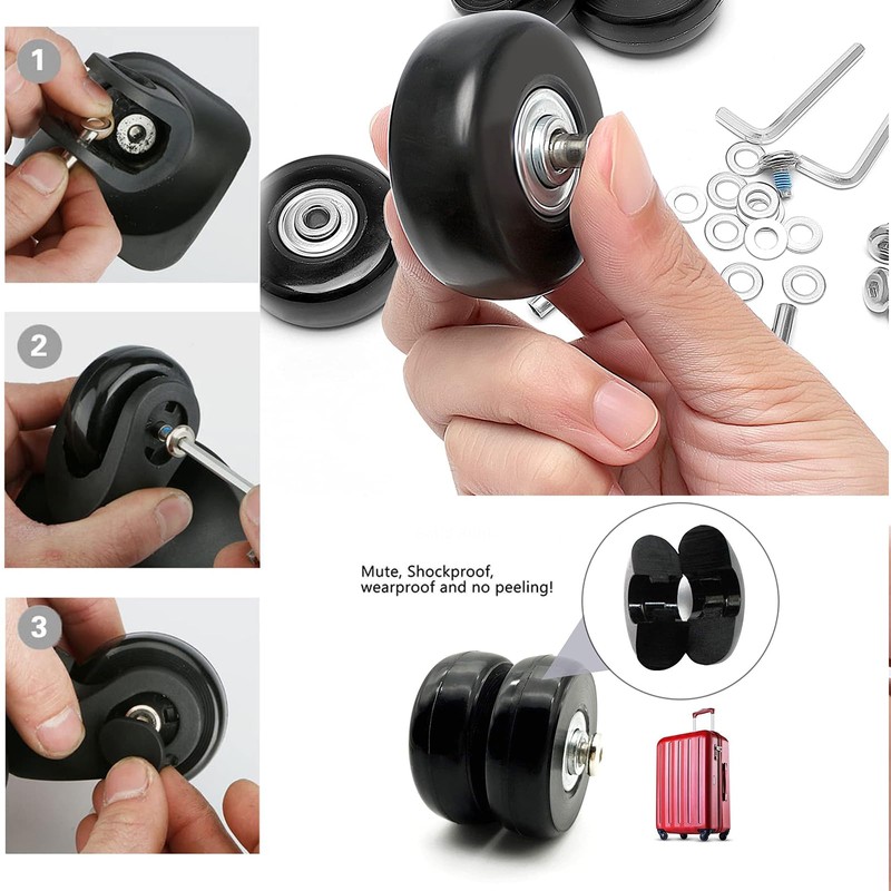 Basetousual Set of 4 Replacement Wheels for Suitcases (68 x