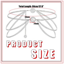 Eigso Metal Waist Belt for Women Western Jeans Belt for Women Wrap Waist Chains Dress, Metal