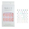 24PCS Press On French Nails Kit - Geometric Fake Nails,