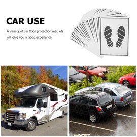 50pcs Paper Car Mats Disposable Car Paper Floor Mats Auto Vehicles Automotive Mat for Car Clean Detail 19.65x14.93x0.04in Black White
