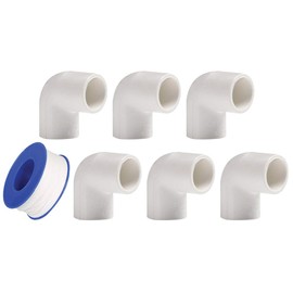 YOFASEN PVC 90° Angle Pipe Connector – Pack of 6 Pipe Connectors, 32 mm – Connector for Pipes + Sealing Tape for Pipes
