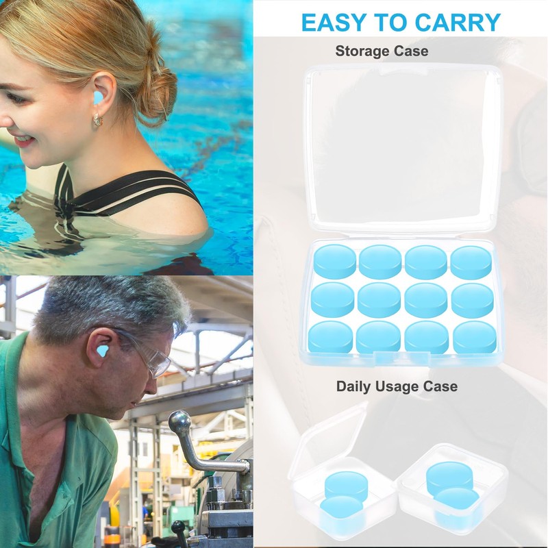Ear Plugs for Sleeping, 16 Moldable Noise Cancelling Silicone Earplugs
