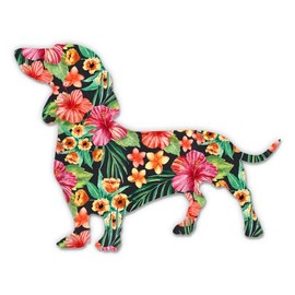 Dachshund Floral Sticker - 3" Laptop Sticker - Waterproof Vinyl for Car, Phone, Water Bottle - Dog Decal