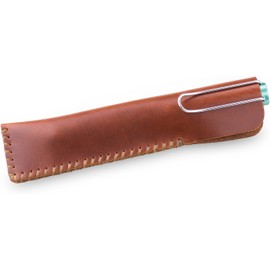 Leather Pen Holder for Single Fountain Pen Case Pouch Sleeve Handmade Red Brown Pen case and Pencil case (Red Brown, 16.5 * 3.5CM)