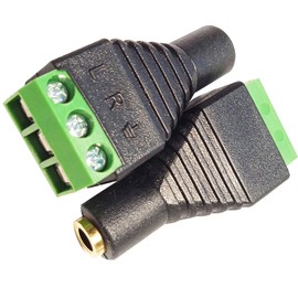 FENGHAISHUN 3.5mm 3 Pole Female TRS Stereo Audio Video 1/8" Jack to 3 Screw Solderless Terminal Female Adapter AUX Balun Connector for Headphone 2pcs