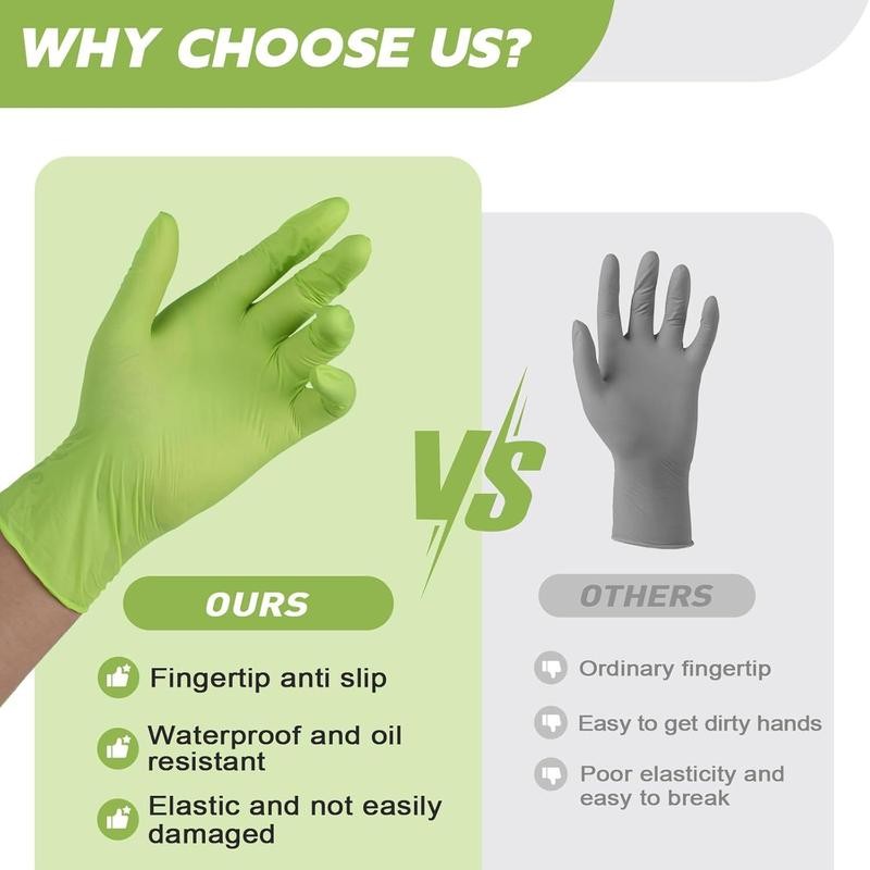Disposable Latex-Free Gloves Green - 3.5mil 100 count Gloves Cleaning