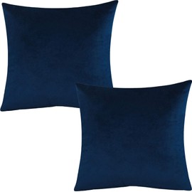 Tennove Cushion Covers 60x60cm Soft Solid Velvet Throw Pillow Covers Pack of 2 Decorative Pillowcases Square Cushion Cases Protectors for Sofa Bed Couch Bench, Navy