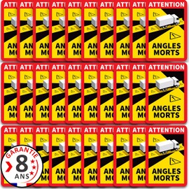 Attention Angles Morts - Blind Spot Stickers fot Heavy weight truck (France), Premium Quality, Anti-UV, Sets Available of 3 up to 48, Anti-Scratch Very High Resistance, Warning Stickers – 17 x 25 cm