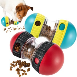 Silipull 2 Pcs Dog Interactive Puzzle Toys Dog Toy Treat Dispenser Rolling Adjustable Food Dispensing Treat Dispenser Puppy Puzzle Feeder Slow Feeding for Training Large Medium Chewers Breed Pet Gift