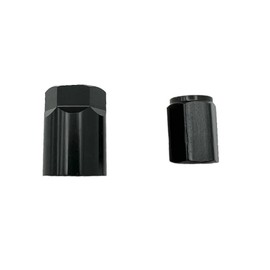 NNR 8 Piece Set TPMS Valve Stem Cover and Valve Caps Aircraft Aluminum Black Anodized Finish (Short)