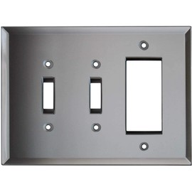 Glass Mirror Grey Tint - 2 Toggle/1 GFCI Rocker Switchplates