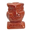 Fekuar Natural Red Jasper Owl Bird Statue, Hand Carved Reiki