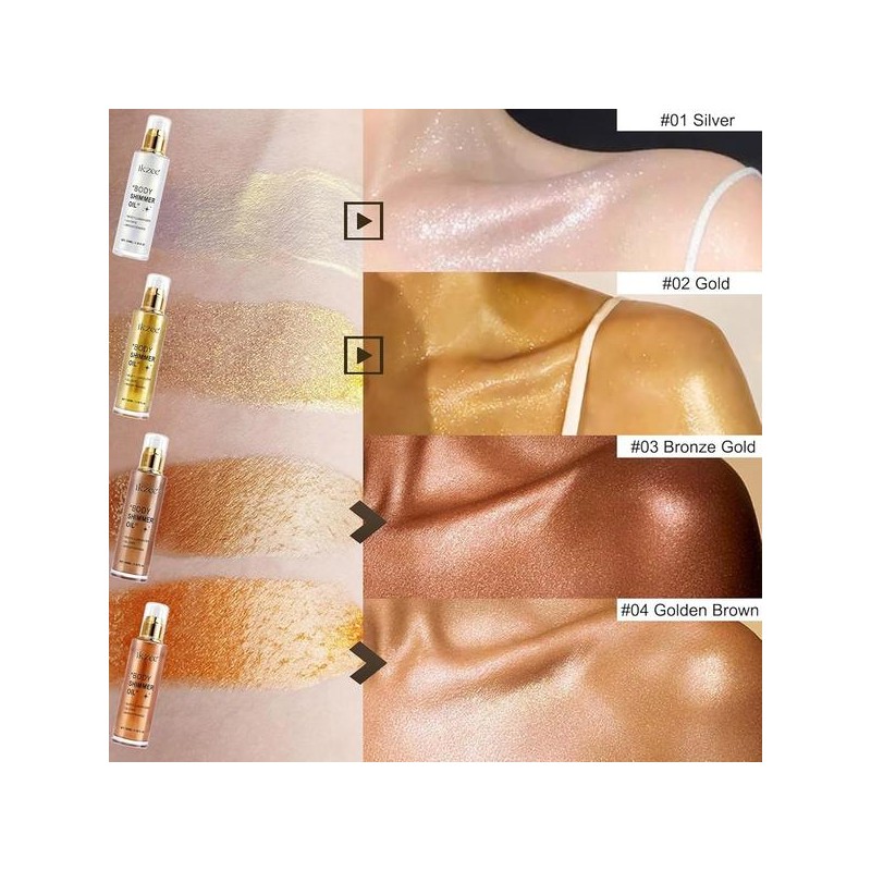 쉬머 오일 100ml, 보습 롱래스팅 바디 루미나이저 페이스 브라이트, 워터프루프