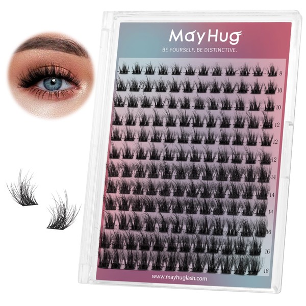 Mayhug DIY Eyelash Extensions, 144 Pcs Lash Clusters, Cluster Lashes,