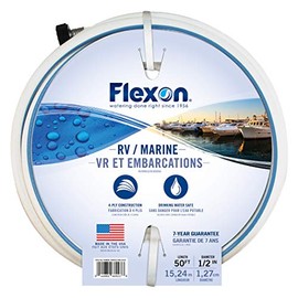Flexon 1/2-Inch x 50-Foot Boat, RV, and Camper Drinking Water Safe Hose – Drink Water Safe, 4-Ply Construction, Double Nylon Reinforcement, Made in USA