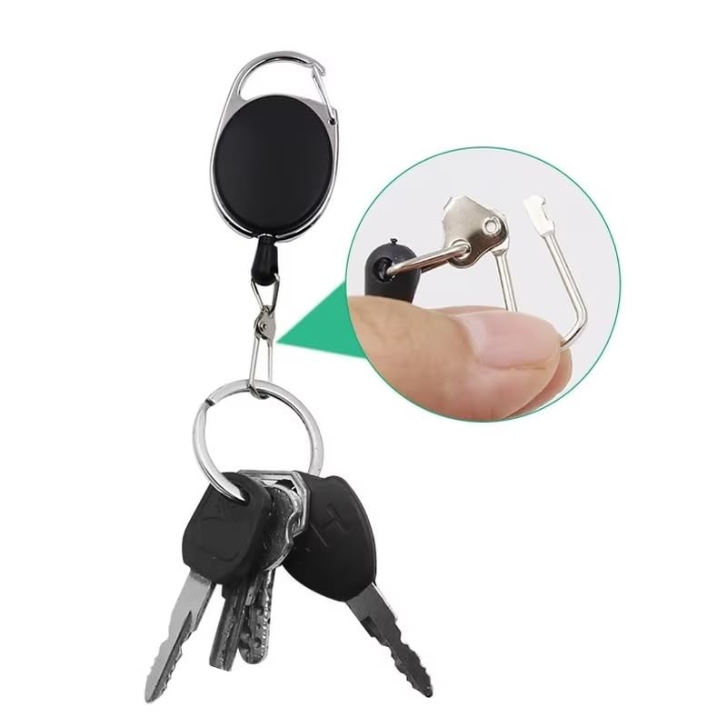 ShaYuLaLa Bicycle Key Wire with Reel, Stretchable Key Chain, Neck