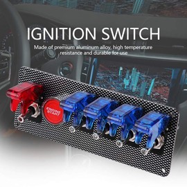 Panel de interruptor de encendido de coche de carreras de 12 V - Botón pulsador de arranque de motor de coche 6 en 1 palanca LED con luz indicadora para remolque de camión marino de barco de coche de