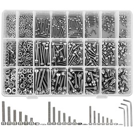 K Kwokker 1083PCS Metric Bolt Assortment M2 M3 M4 304 Stainless Steel Screws Nuts and Washers Hex Socket Head Cap Machine Screws, Bolts and Nuts Kit Silver