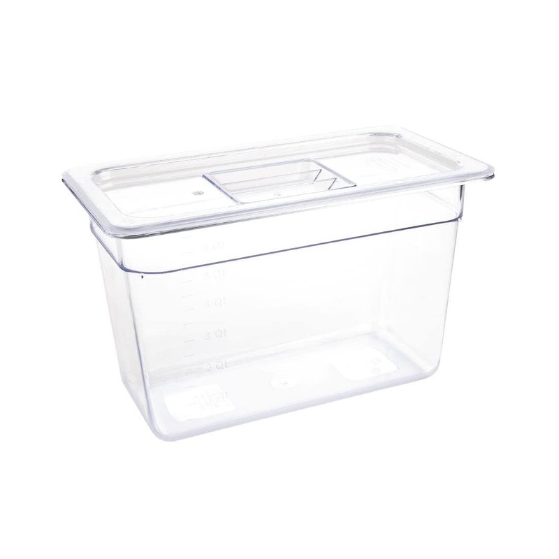 Vogue Polycarbonate 1/3 Gastronorm Container 200 mm Deep, Clear, Capacity: