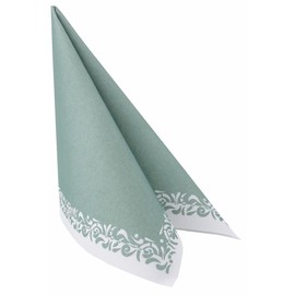 50 Serviettes Fabric-Like – Romantic; Colour: Eucalyptus Green, Size: 40 x 40 cm