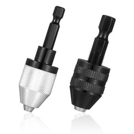 2 PCS Keyless Drill Chuck Adapter, Drill Chuck for Impact Driver 1/4 Inch Hex Shank Drills Bit Adapter Fast Change Converter Extension Screwdriver Adapters for Tool Attachment (0.3-6.5mm, 0.3-3.6mm)