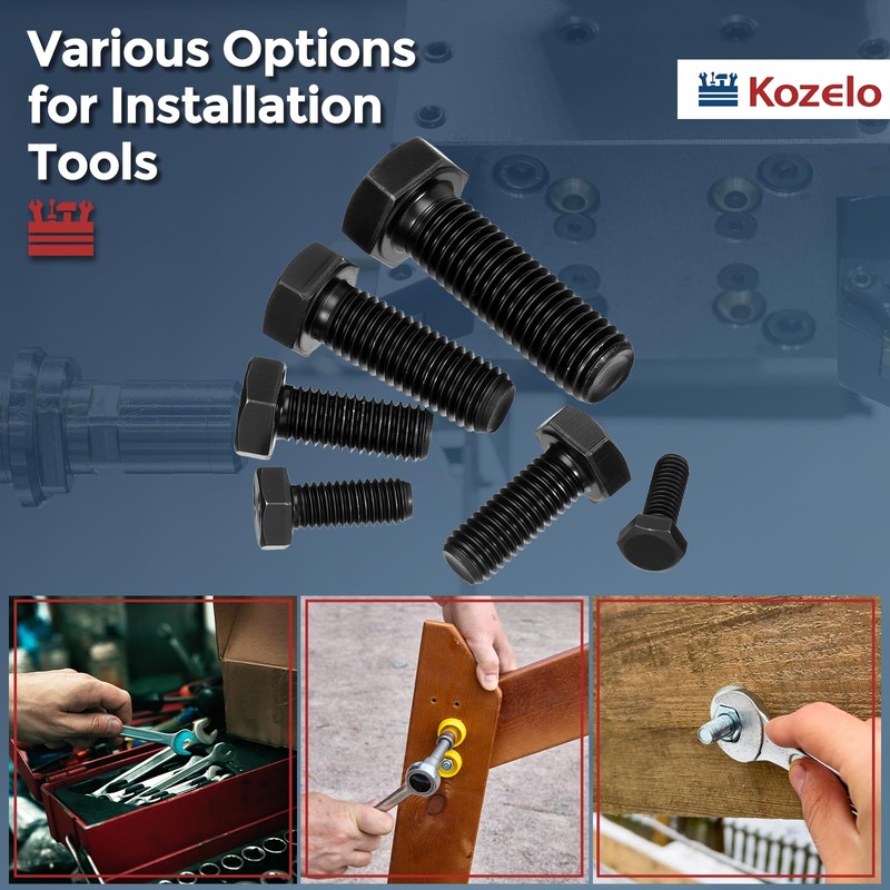 Kozelo 10 Pcs Hex Head Screws Bolts - [M6-1x20] Carbon