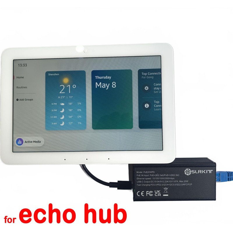 DSLRKIT 2.5Gbps PoE Splitter & Passthrough Adapter to USB Type-c